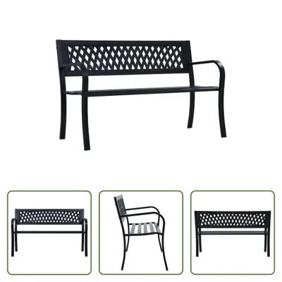 Image de The Living Store Banc de jardin 125 cm noir acier