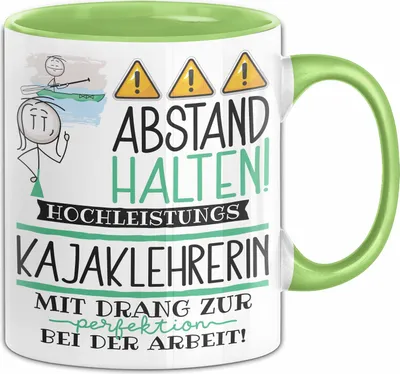 Produktbild von Kajaklehrerin Tasse Geschenk Lustig Abstand Halten Hochleistungs-Kajaklehrerin Mit Drang Zur Perfektion Bei Der Arbeit (Grün)