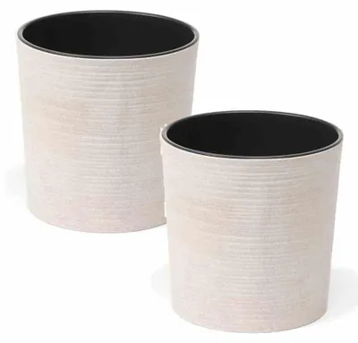 Produktbild von Eco-Lens Set aus 2 Pflanzenkübeln Weiß, 30 cm