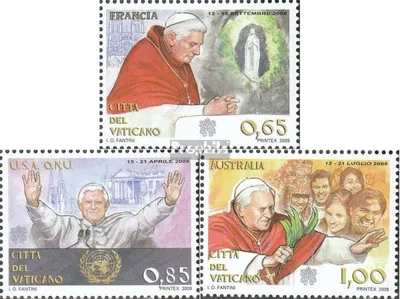 Produktbild von Briefmarken Vatikanstadt 2009 Mi 1645-1647 (kompl.Ausg.) postfrisch Papstreisen 2008