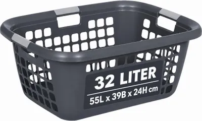 Produktbild von Wäschekorb Stabil Robust Wäschewanne Plastik Kunststoff Korb mit 3 Griffen