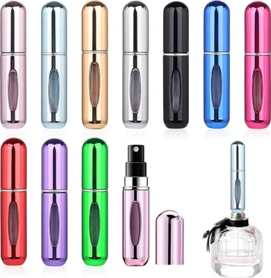 Produktbild von 10 Stück 5 ml Mini Parfumzerstäuber nachfüllbar leer Reiseparfumzerstäuber mit Fenster für Handtasche Reisen Urlaub Flugreisen