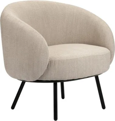 Produktbild von Sessel Mars Beige, gepolstert, mit Armlehnen, schwarze Eisenbeine, 77x67x73,5 cm