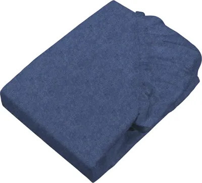 Produktbild von Biber Spannbetttuch Melange, Feinbiber Spannbettlaken, 90 x 200 cm, marineblau meliert, Matratzen bis 23 cm Höhe, sleepling
