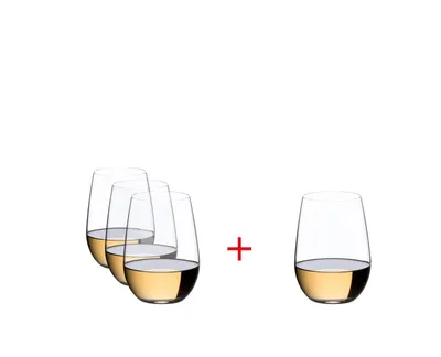 Produktbild von Riedel The O Wine Tumbler Riesling – 16er Vorteilset + 4 EKM Living Trinkhalme aus Edelstahl