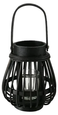 Image de Lanterne pour bougie ILVIE, bambou, noir