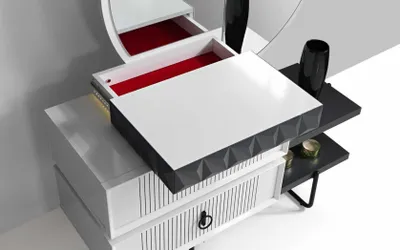 Produktbild von Grau-Weiße Schlafzimmer Möbel Textilbett Nachttische Luxus Schränke Neu
