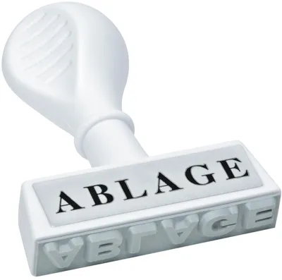 Produktbild von Stempel 'Ablage' mit ergonomischem Griff und einer Abdruckbreite von 45 mm