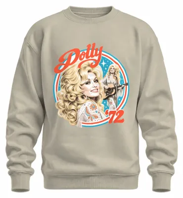 Imagen del producto de Sudadera con cuello redondo, diseño de Dolly Parton, cantante de música country, leyenda de Nashville, color natural, talla L