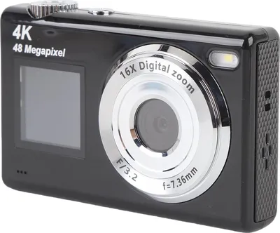Immagine prodotto di fotocamera digitale 4K, 48 MP, HD, doppio schermo, zoom 16x, autofocus, selfie per fotografia, studenti, adolescenti, nero