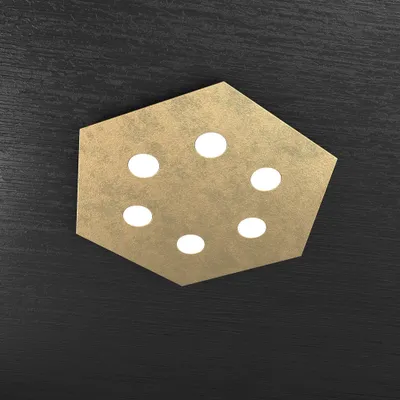 Image de Plafonnier Hexagonal Moderne Hexagone Feuille Métallique Or 6 Lumières Led 12X6W