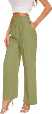 Produktbild von FUNYYZO Damen Hose High Waist Weites Bein Grün L