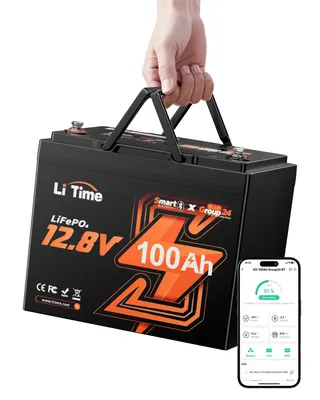 Imagen del producto de Batería LiFePO4 de 12 V y 100 Ah, Grupo 24, con Bluetooth, para autocaravanas, minicamper y embarcaciones