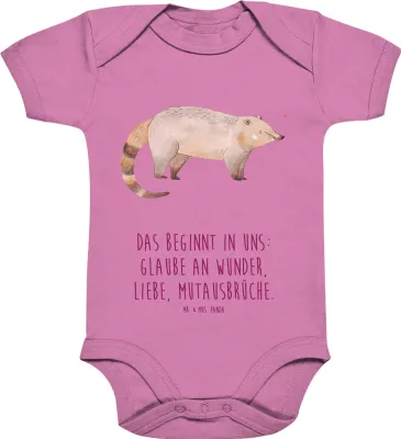 Produktbild von Mr. & Mrs. Panda babykleidung body Nasenbär 6. - 12. Monat - Bubble Gum Pink - Geschenk, Babystrampler, Einteiler, overall baby, Lustige Sprüche, Strampler, Nasenbären
