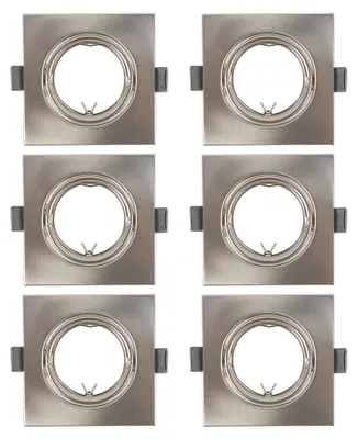 6 Inbau-Spotrahmen für Halogenlampen, Metall, 68-80 mm
