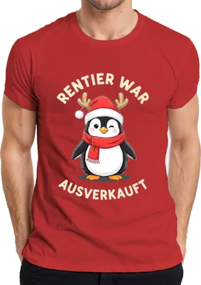 Obrázok produktu pre Sob bol vypredaný Penguin Christmas vtipný darček pánske tričko, červená, M