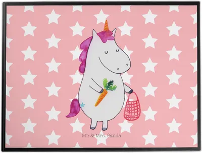 Produktbild von Mr. & Mrs. Panda schreibtischunterlage Einhorn Vegan - Rot Pastell - Geschenk, Veganer, Schreibunterlage, Veganismus, Unterlage Schreibtisch, Gesund essen, Unicorn, Leben