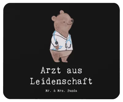 Produktbild von Mr. & Mrs. Panda Mauspad Arzt Leidenschaft - Schwarz - Geschenk, pc, Mouse Pad, Mousepad, Krankenhaus, computermatte, laptop, Mediziner, Spruch, Arztpraxis