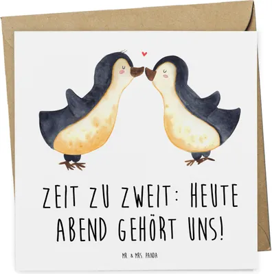 Produktbild von Mr. & Mrs. Panda Gutschein Pärchenabend - Weiß - Geschenk, gemeinsame Zeit, Karte, liebevoll gestaltet, Gutscheinkarte, für Kollegen, Abenteuer zu zweit, Romantik