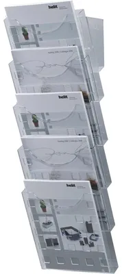 Produktbild von Wandprospekthalter 5 Fächer DIN A4 Ku.glasklar