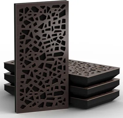 Produktbild von 4 Stück – schmale Schallabsorption, diffuse Akustikplatte, 50 x 25 cm, Absorption – Diffusion – Reflexion – Schalldämmung [P32–53 mm |Wenge]