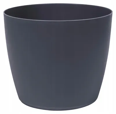 Productafbeelding van Ronde bloempot van gerecycled kunststof, antracietkleurig, 15 cm
