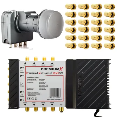 Produktbild von PremiumX Multischalter PXMS 5/8 Switch Netzteil mit Fuba Quattro LNB 407
