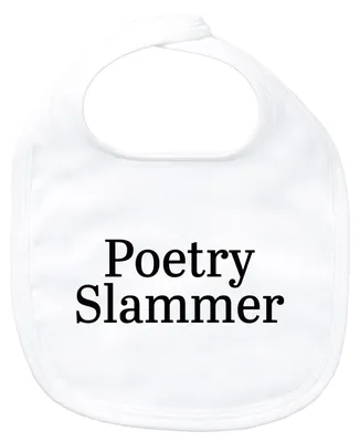 Produktbild von Huuraa Baby Lätzchen Poetry Slammer Schriftzug White Klettverschluss  Baumwolle Latz Geschenkidee