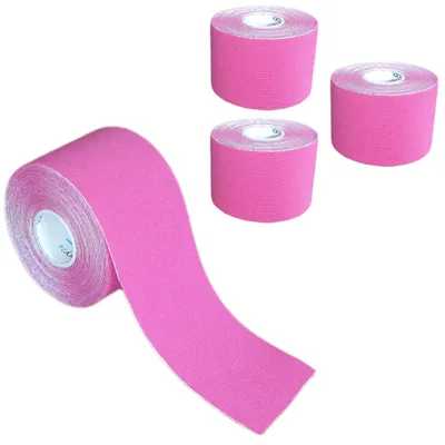 Produktbild von 4 Rollen - Tapefactory24 Getting Started Kinesiologie Tape 5cm x 5m - pink, Tapes Taping Klebeband Tapeverband Bandage wasserfest