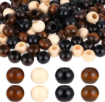 Imagen del producto de Cuentas de madera redondas, de 20 mm de diámetro, 60 unidades, en varios colores, para macramé