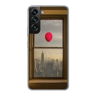 Produktbild von MuchoWow® Handyhülle Schutzhülle Hülle für Samsung Galaxy S22 Roter Ballon fliegt an Fenster in New York vorbei Silikon Softcase Handy Hülle - Mobiltelefonhülle