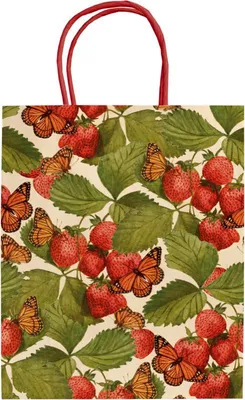 Produktbild von Dekorative A5-Tasche STBAG153 Erdbeeren und Schmetterlinge – Skona Ting