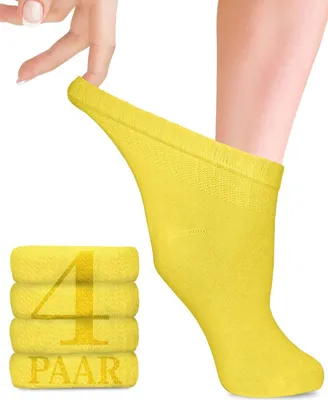 Produktbild von Fiera Besa Diabetiker Socken Damen mit Elasthan, 4 Paar, Knöchelhoch, Gelb, 35-38