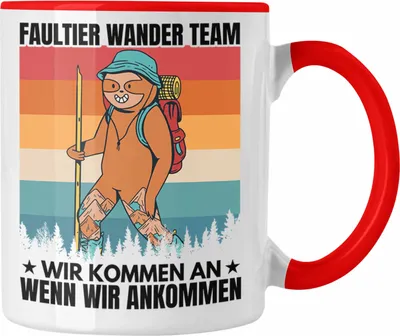 Produktbild von Trendation - Faultier Tasse Geschenk Faultier Wander Team Gessch Wander Geschenke (Rot)