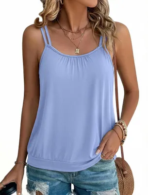 Immagine prodotto di Top da donna, senza maniche, scollo a U, color azzurro chiaro, taglie dalla S alla XXL