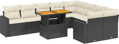 Produktbild von vidaXL 10-tlg. Garten-Sofagarnitur mit Kissen Schwarz Poly Rattan