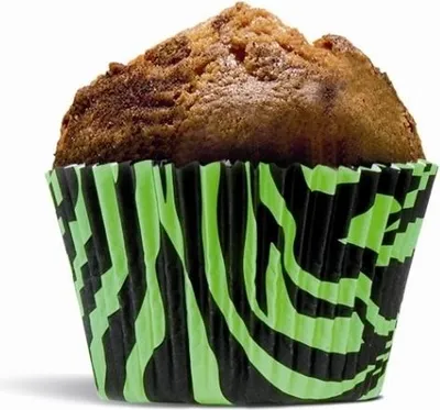 Produktbild von Papier-Muffinförmchen Tigerprint schwarz und grün