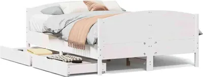 Produktbild von vidaXL Massivholzbett ohne Matratze Weiß 140x190 cm Kiefernholz