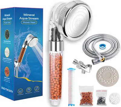 Produktbild von ANTCOOL Dusche mit Filter, Dusche mit Mineralwassereinsparung, Ionen-Handbrause, Booster, Brause, Brause, Kalkfilter 3 Arten Sprinkler