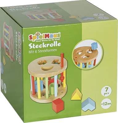 Produktbild von SpielMaus Holz Steckbox, rund, 6 Steine