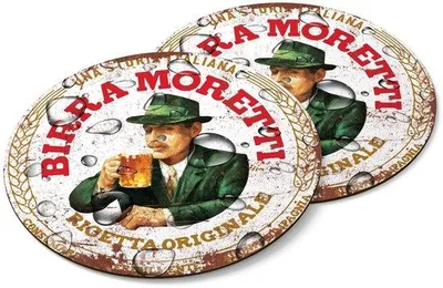 Image de 2 sous-verres ronds en bois pour bar, décoration murale de pub