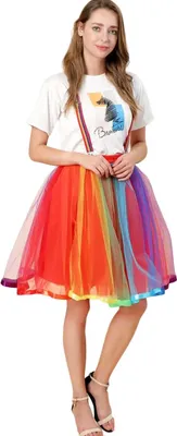 Produktbild von Rainbow Rock Petticoat - Clownskostüm für Fasching Halloween Größe: Uni