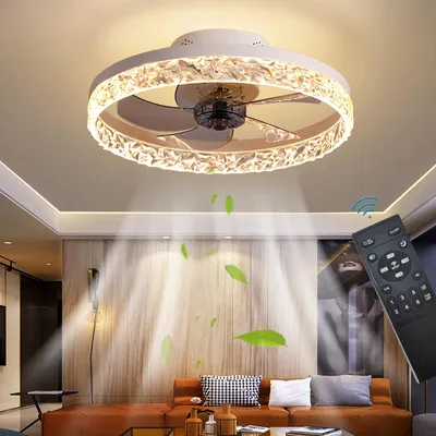 Imagen del producto de Ventilador de techo con luz, blanco - Diámetro de 40 cm - LED, regulable