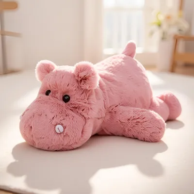 Obrázek produktu pro Plyšová hračka – hrošík, měkká, 45 cm, roztomilý polštář