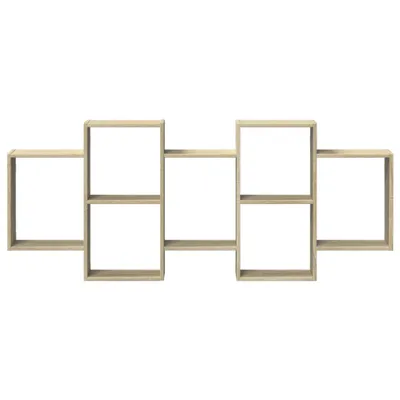 A wall shelf unit with multiple compartments.