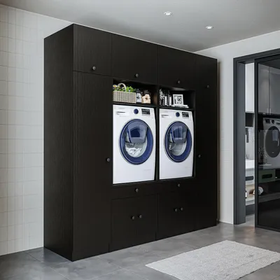 Immagine prodotto di Roomart SERIE 1 Mobile da incasso per lavatrice, larghezza 224 cm, nero-rovere