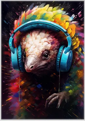 Produktbild von Wallario Wandbild Musikalisches Schuppentier, Größe: 70,30 x 100,30 cm, Poster mit weißem Kunststoffrahmen