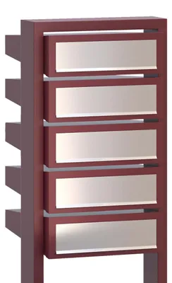 Produktbild von Briefkastenanlage Stairs for Five in Rot mit Edelstahlklappe