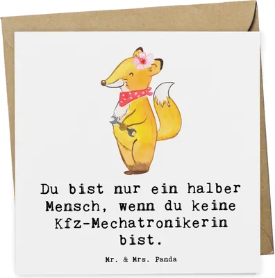 Produktbild von Mr. & Mrs. Panda doppelkarte Kfz-Mechatronikerin Herz - Weiß - Geschenk, Klappkarte, Glückwunschkarte, Ausbildung, Gesellenprüfung, anlasskarte, Spruch, Lustig, Witzig