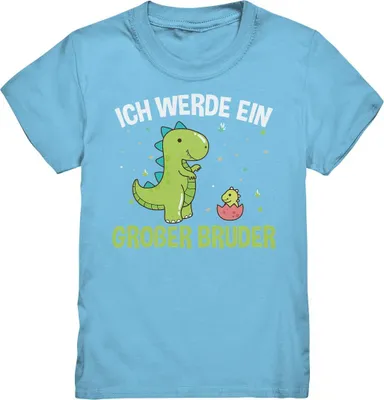 Produktbild von Dinosaurier Ich werde ein Großer Bruder Shirt – Sky Blue / 98/104 (3-4)